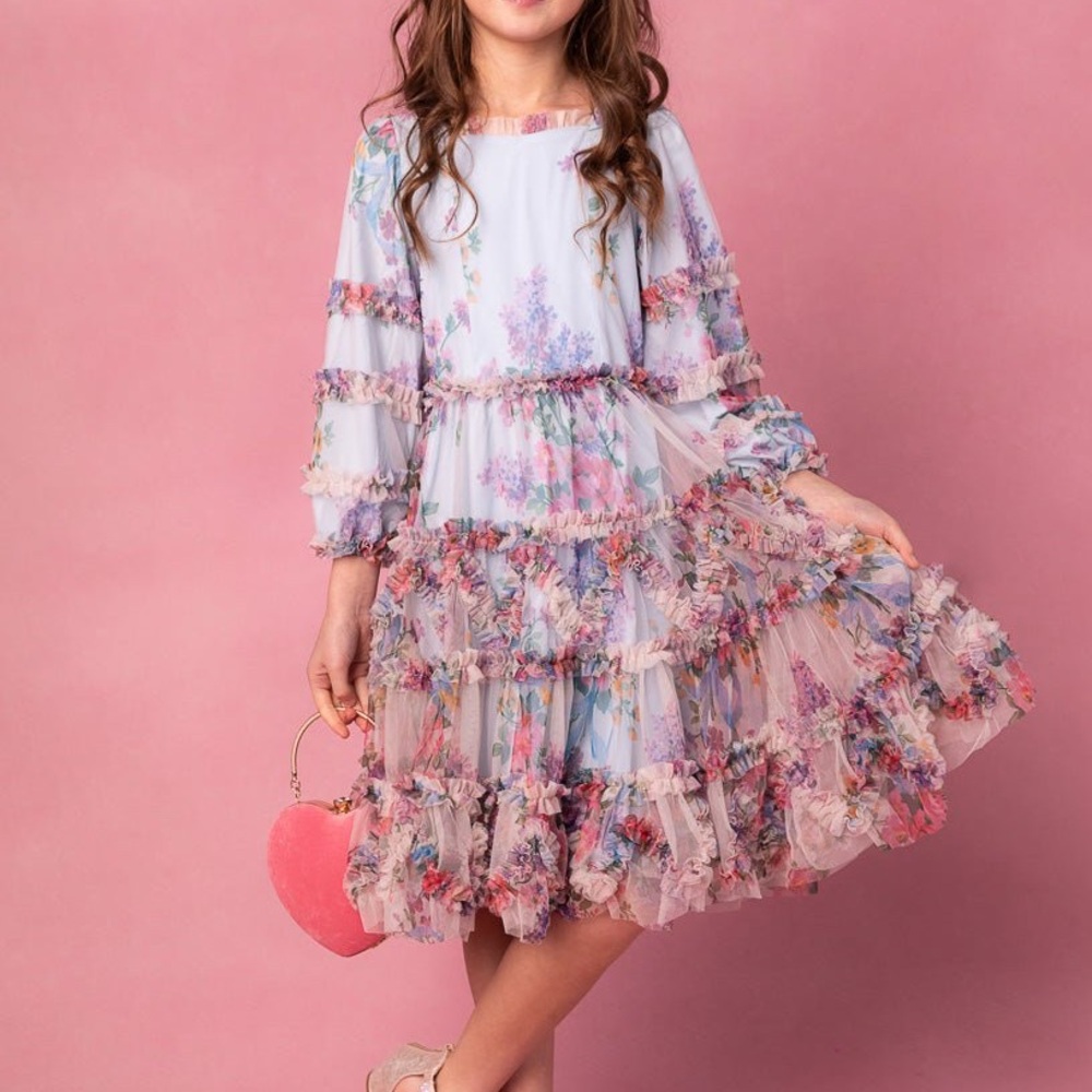 Ivy City Co Catherine Mini Dress in Blue Floral